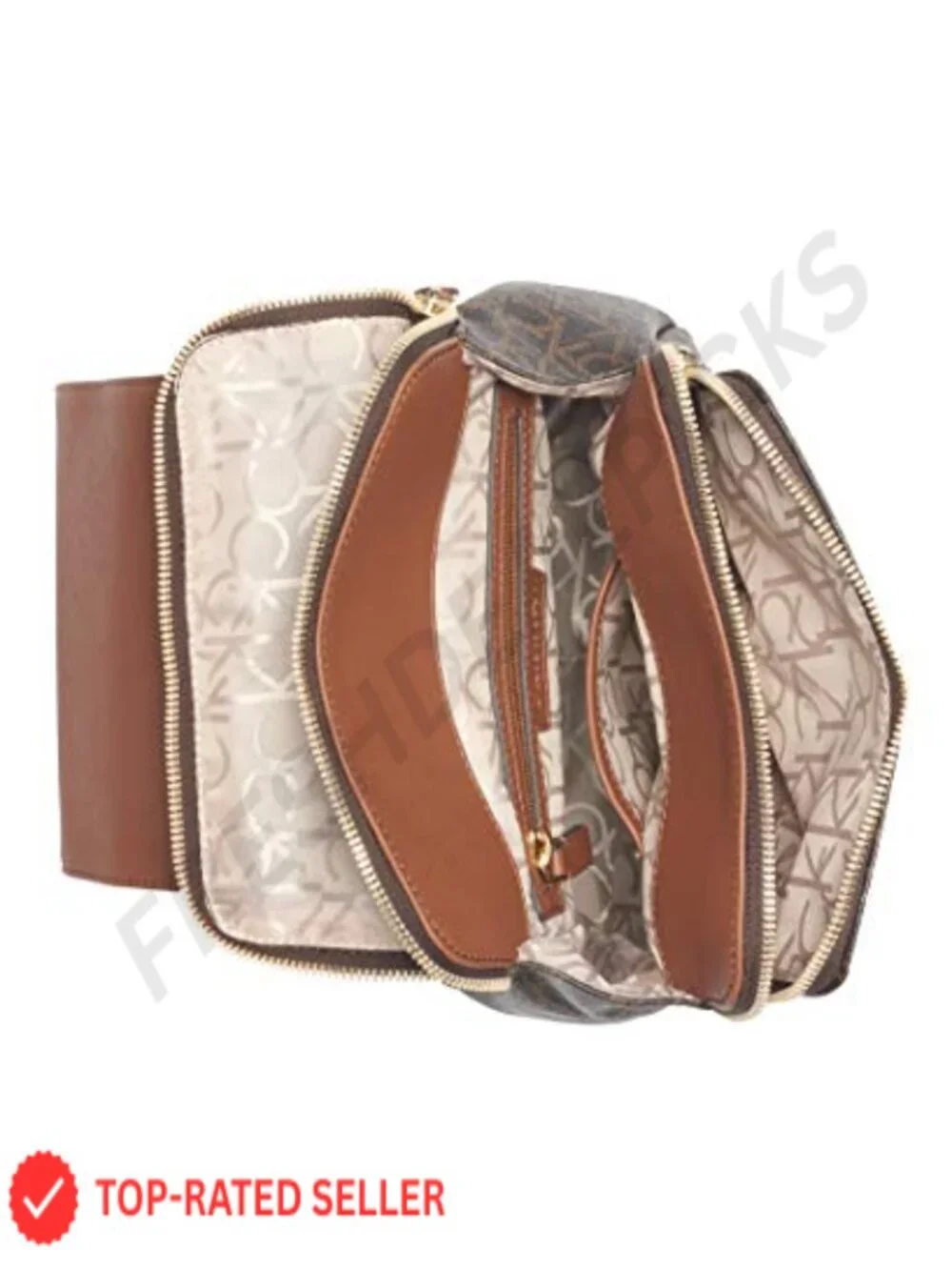 Calvin Klein Elaine Signature Leather Backpack - Anti-Theft Zip Pockets,
